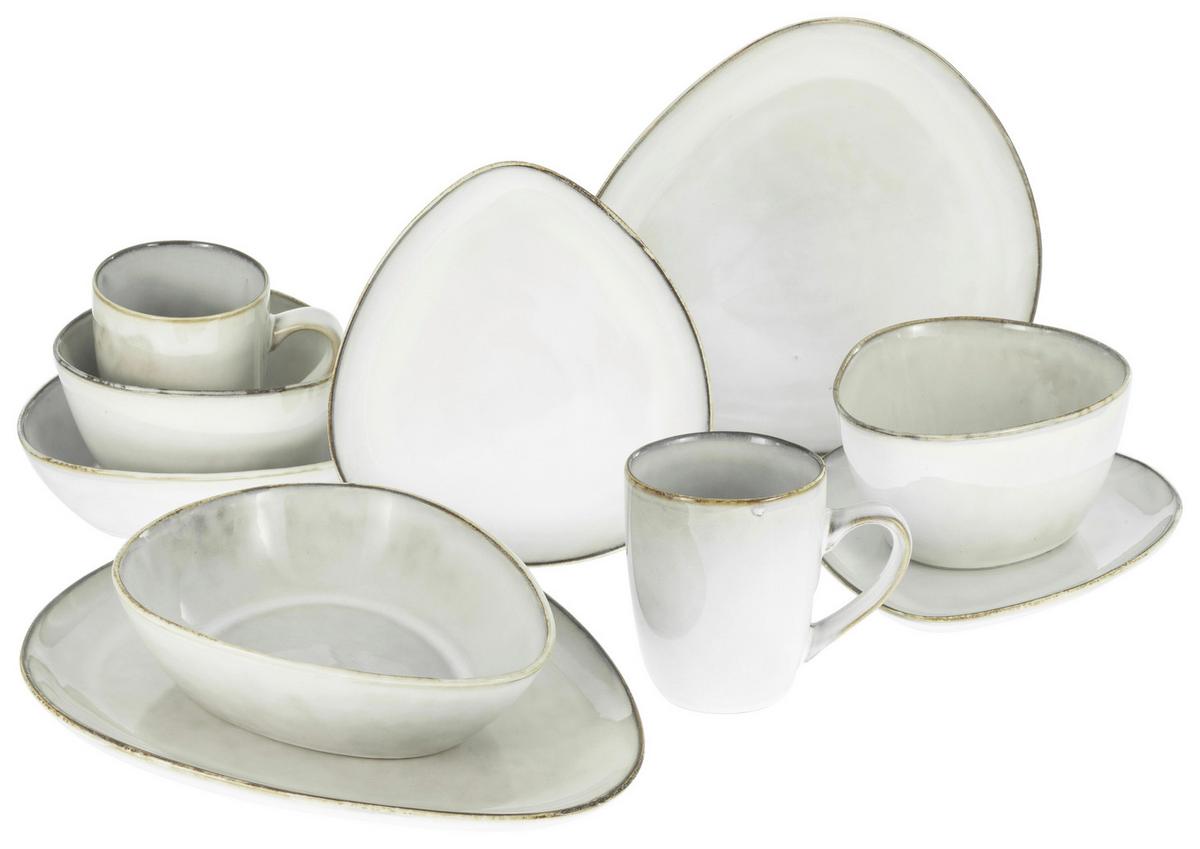 Kombiservice Keramik 2 Personen Geschirr Set - Weiß, Trend, Keramik - Creatable