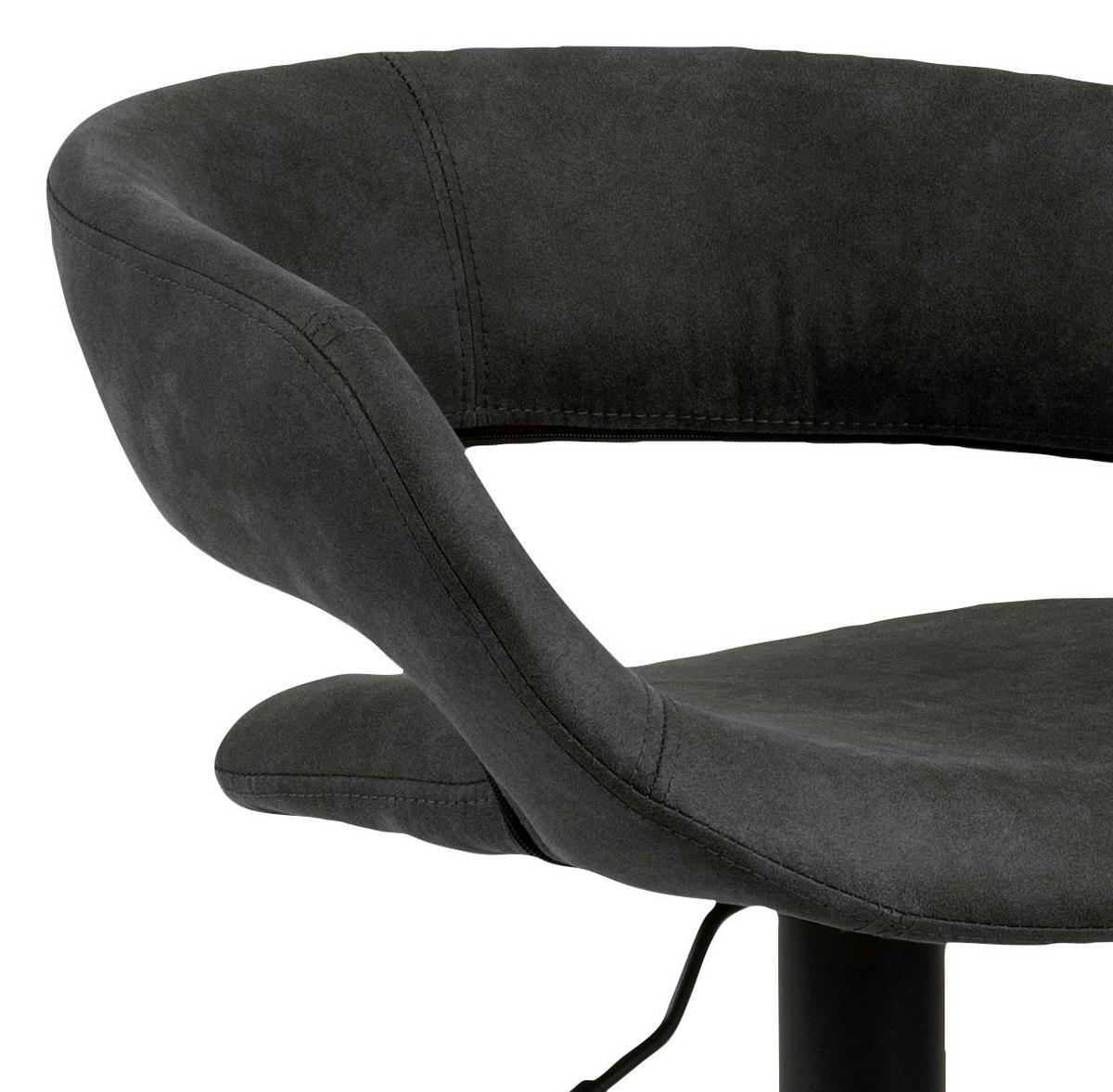 Barhocker höhenverstellbar Mit Lehne Grace Anthrazit - Anthrazit/Schwarz, Design, Textil/Metall (54/83-104/49cm) - MID.YOU