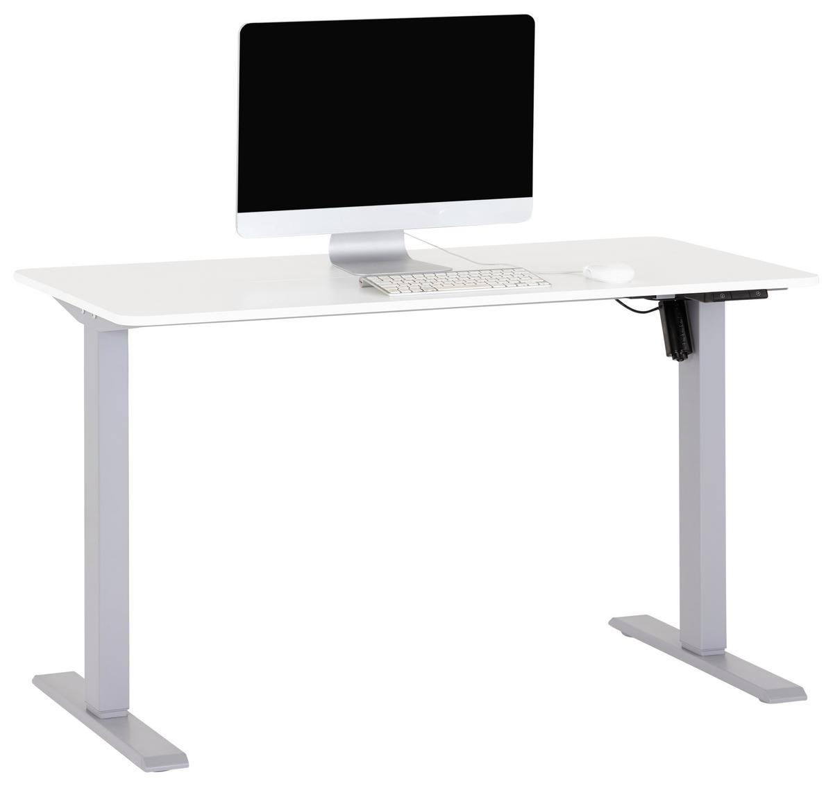 Schreibtisch Höhenverstellbar 120x71,5x60 Cm Strong Weiß - Weiß/Grau, MODERN, Holzwerkstoff/Kunststoff (120/71,5/60cm) - MID.YOU