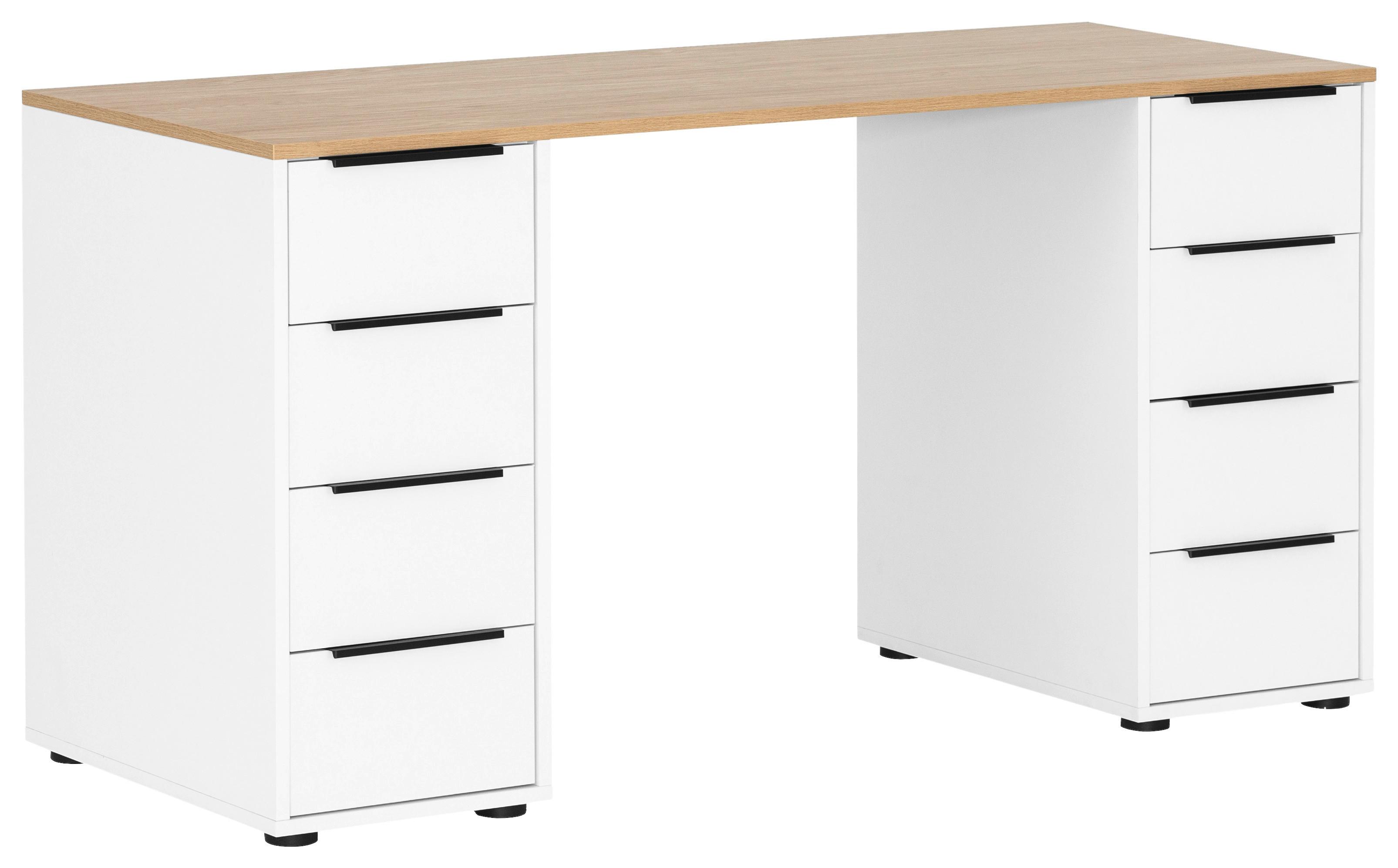 Schreibtisch Elma - Eichefarben/Weiß, MODERN, Holzwerkstoff (55,5/140/73,1cm) - MID.YOU