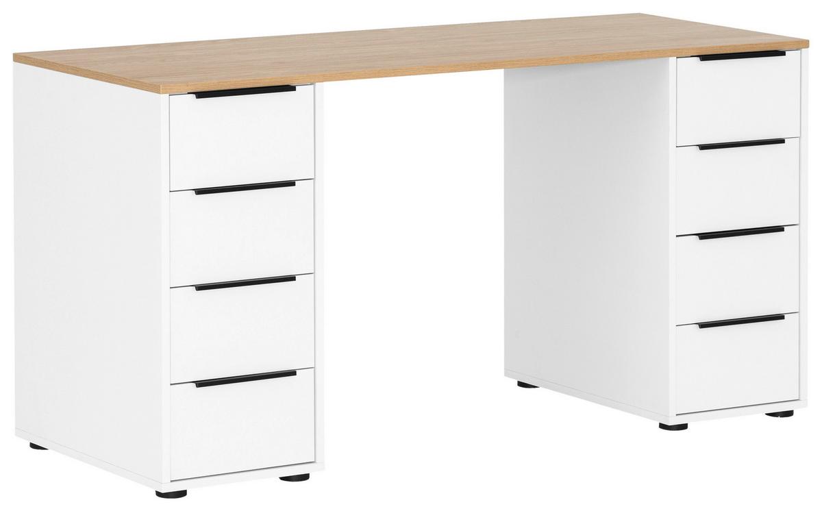 Schreibtisch Elma - Eichefarben/Weiß, MODERN, Holzwerkstoff (55,5/140/73,1cm) - MID.YOU