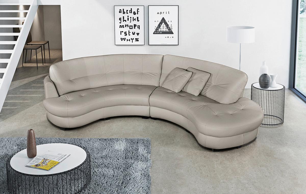 Ecksofa Bretania Hellgrau S: 300x113 cm - Hellgrau/Schwarz, Design, Leder/Textil (300/113cm) - Livetastic