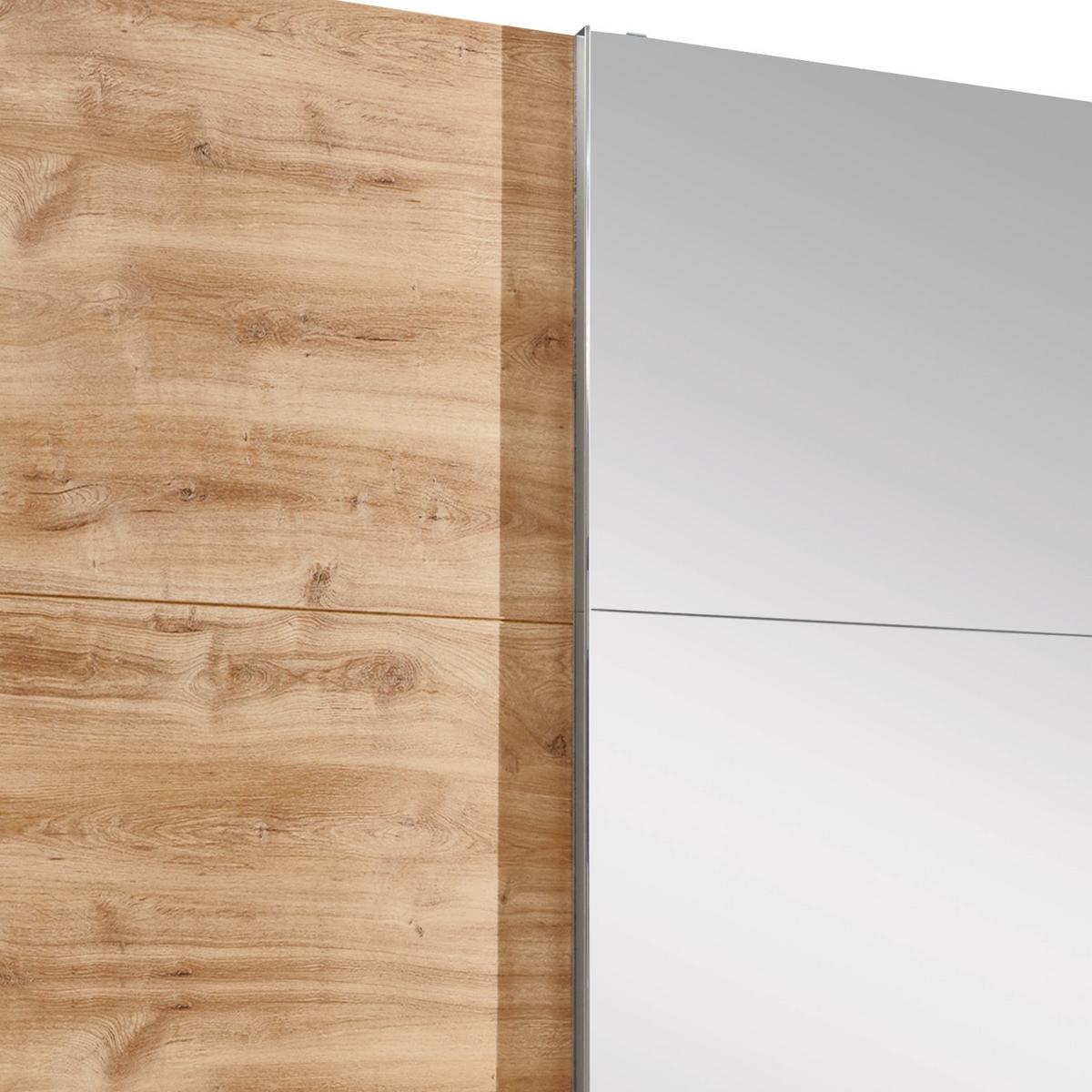 Schwebetürenschrank Mit Spiegel 250cm Level 36a, Eiche Dekor - Eichefarben, MODERN, Glas/Holzwerkstoff (250/216/65cm) - MID.YOU