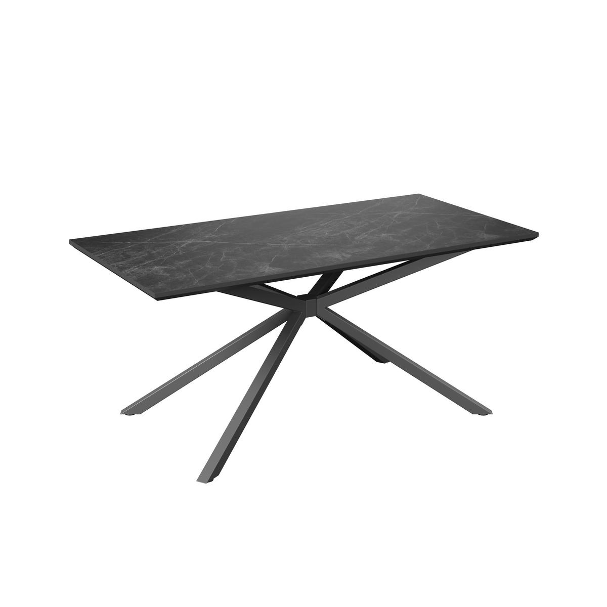 Esstisch James 180 Melamin dunkelgrau, B:180cm - Dunkelgrau/Schwarz, Trend, Holzwerkstoff/Metall (180/76/90cm)