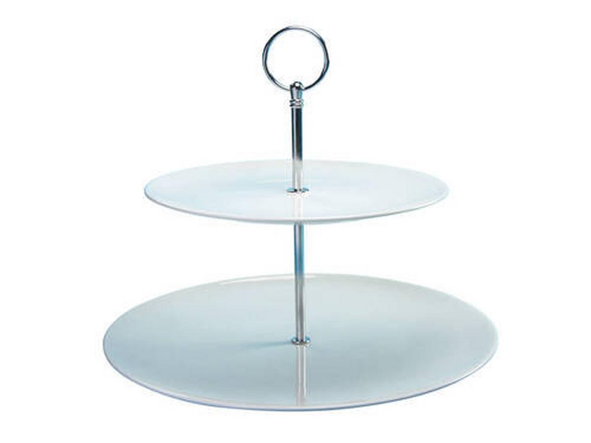 Etagere Rund Porzellan/Metall Creatable 2-Stöckig Weiß - Weiß, Keramik/Metall (21-28cm) - Creatable