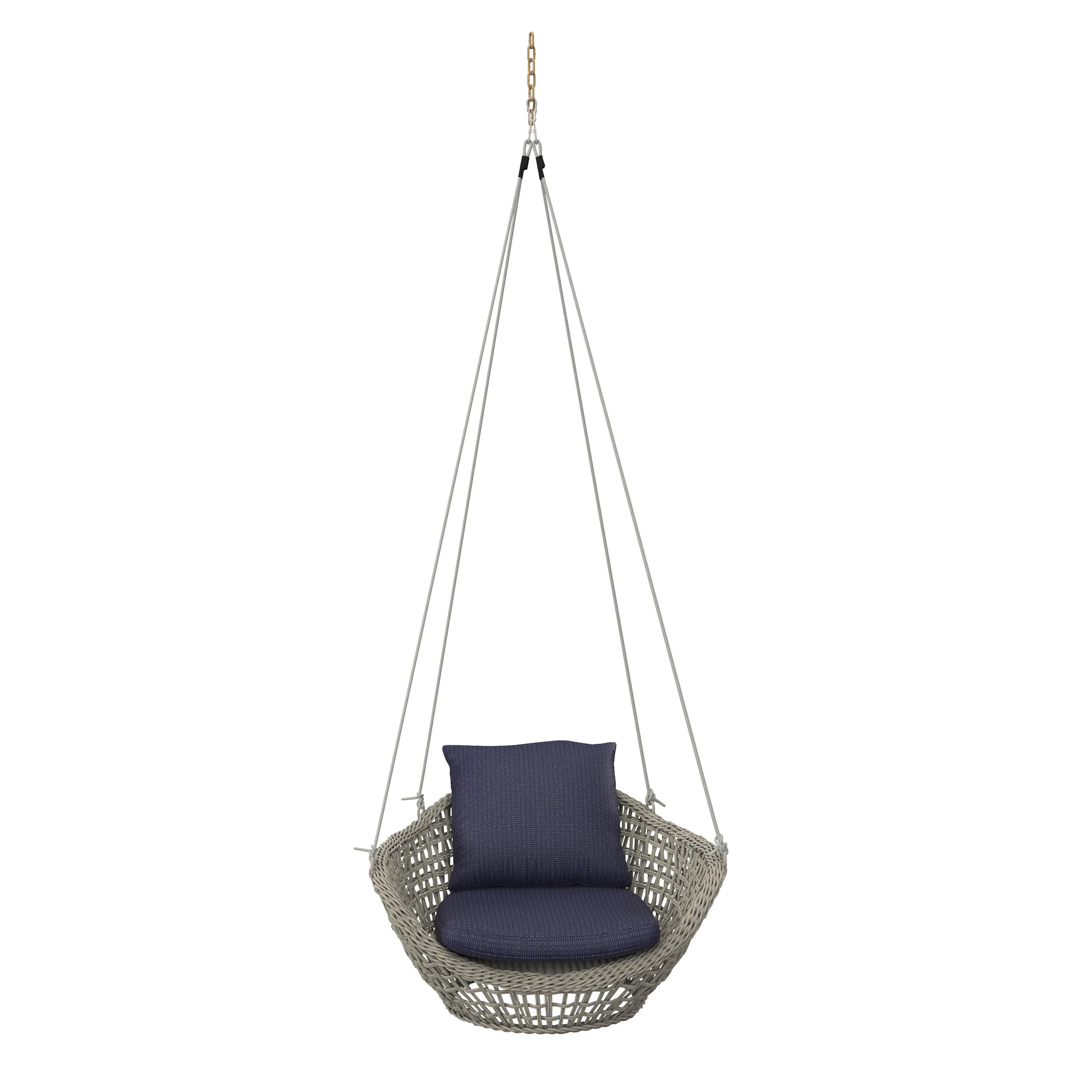 ZÁVĚSNÉ KŘESLO ELODIE - modrá/krémová, Moderní, kov/textil (83/73/48cm) - Bessagi Garden
