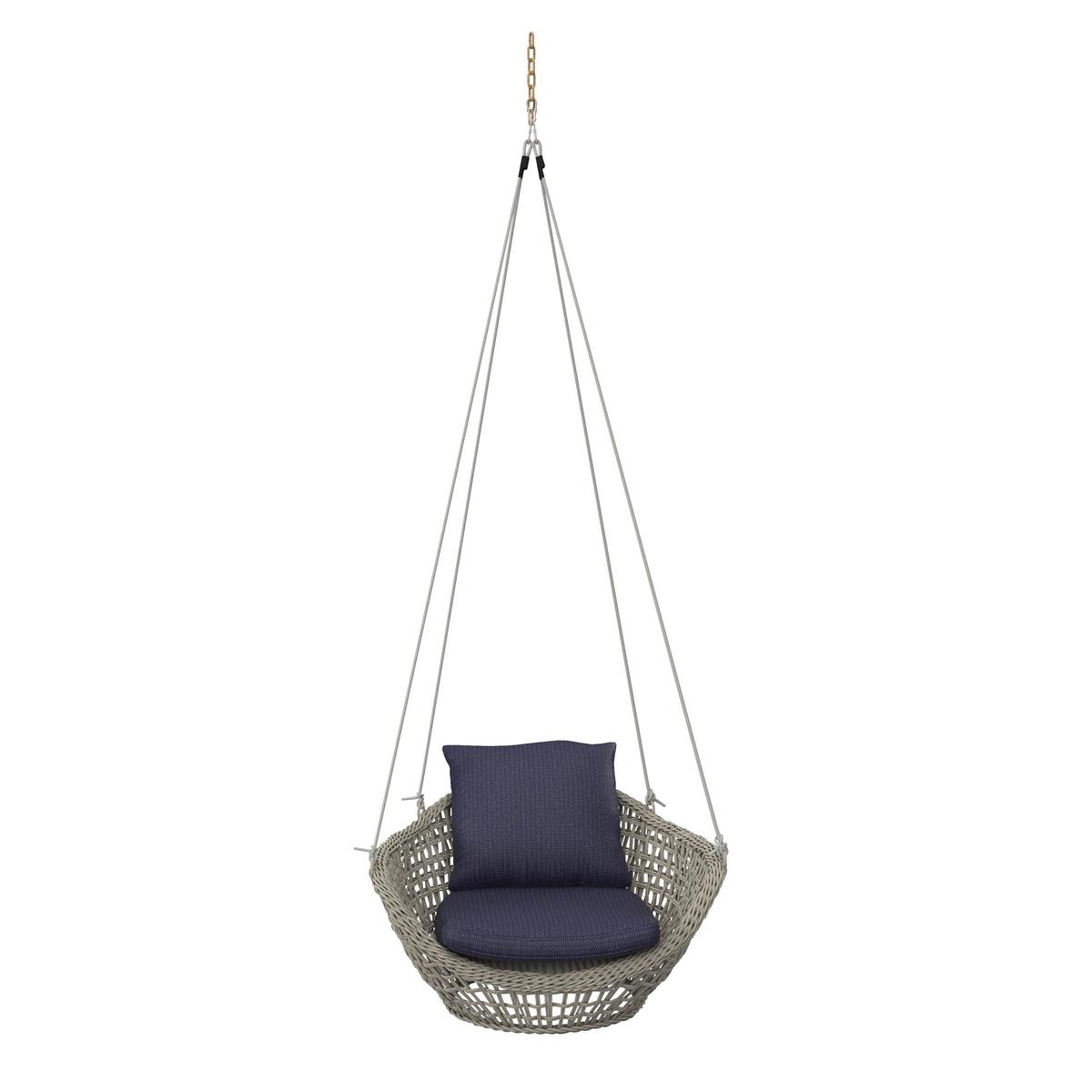 ZÁVĚSNÉ KŘESLO ELODIE - modrá/krémová, Moderní, kov/textil (83/73/48cm) - Bessagi Garden