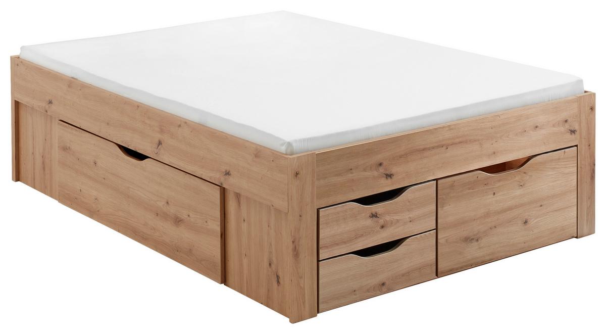 Stauraumbett Noah - Eiche Artisan, KONVENTIONELL, Holzwerkstoff (140/200cm)