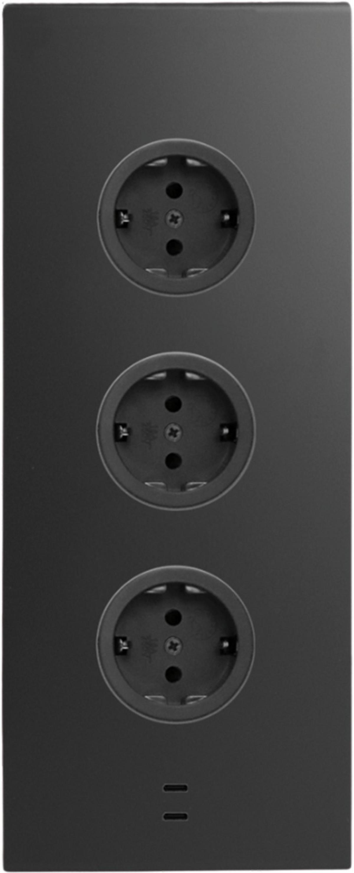 Steckdosenelement 3st29 3 - Schwarz, MODERN (11,5/29/5,9cm)