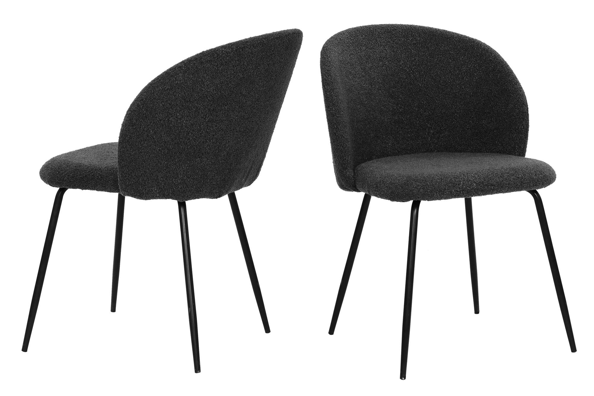 STUHL-SET Schwarz 2-teilig - Schwarz, MODERN, Textil/Metall (60/78/48cm) - MID.YOU