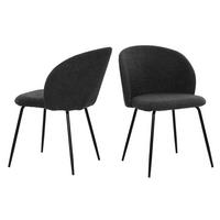 STUHL-SET Schwarz 2-teilig - Schwarz, MODERN, Textil/Metall (60/78/48cm) - MID.YOU