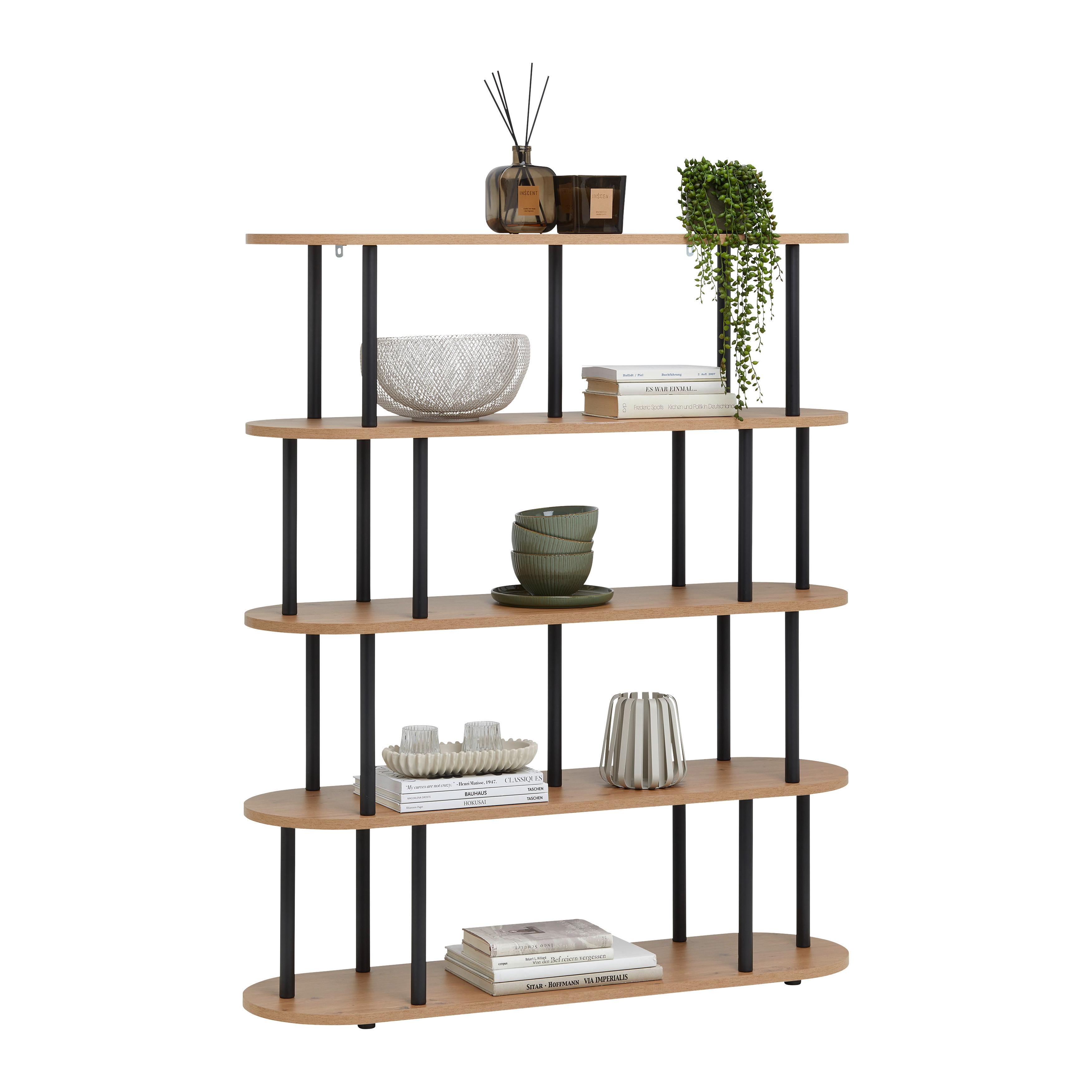 REGÁL NIMO -EXKLUSIV- - čierna/dub artisan, Modern, kov/kompozitné drevo (110/129/32cm) - Mömax
