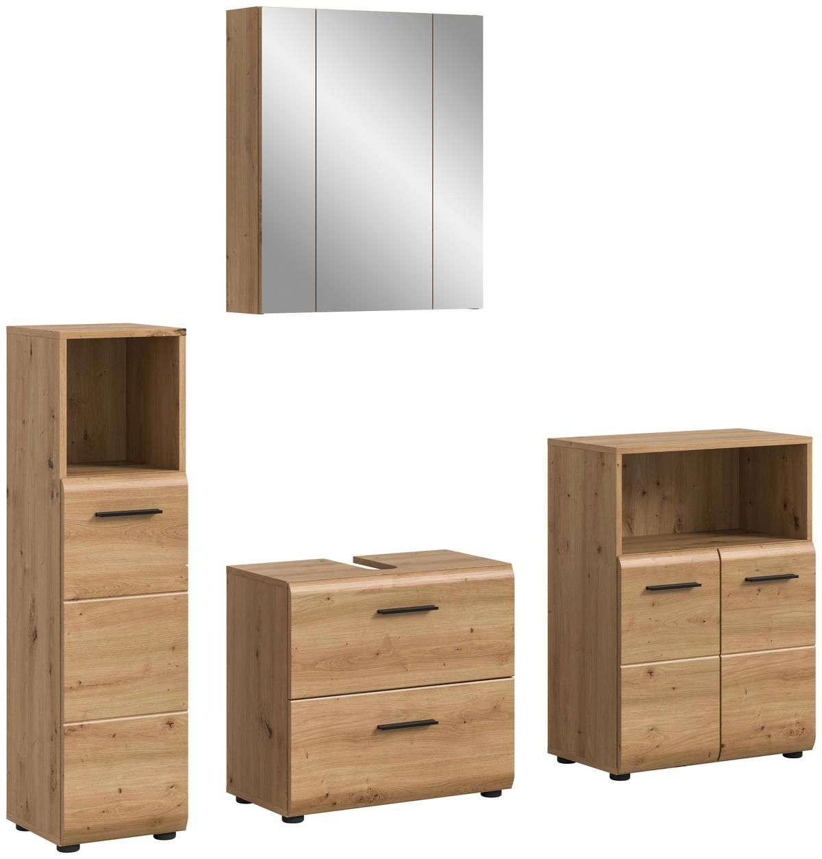 Badezimmer Ice Eiche Artisan Dekor B: 150cm - Schwarz/Eiche Artisan, Basics, Holzwerkstoff (150cm) - MID.YOU