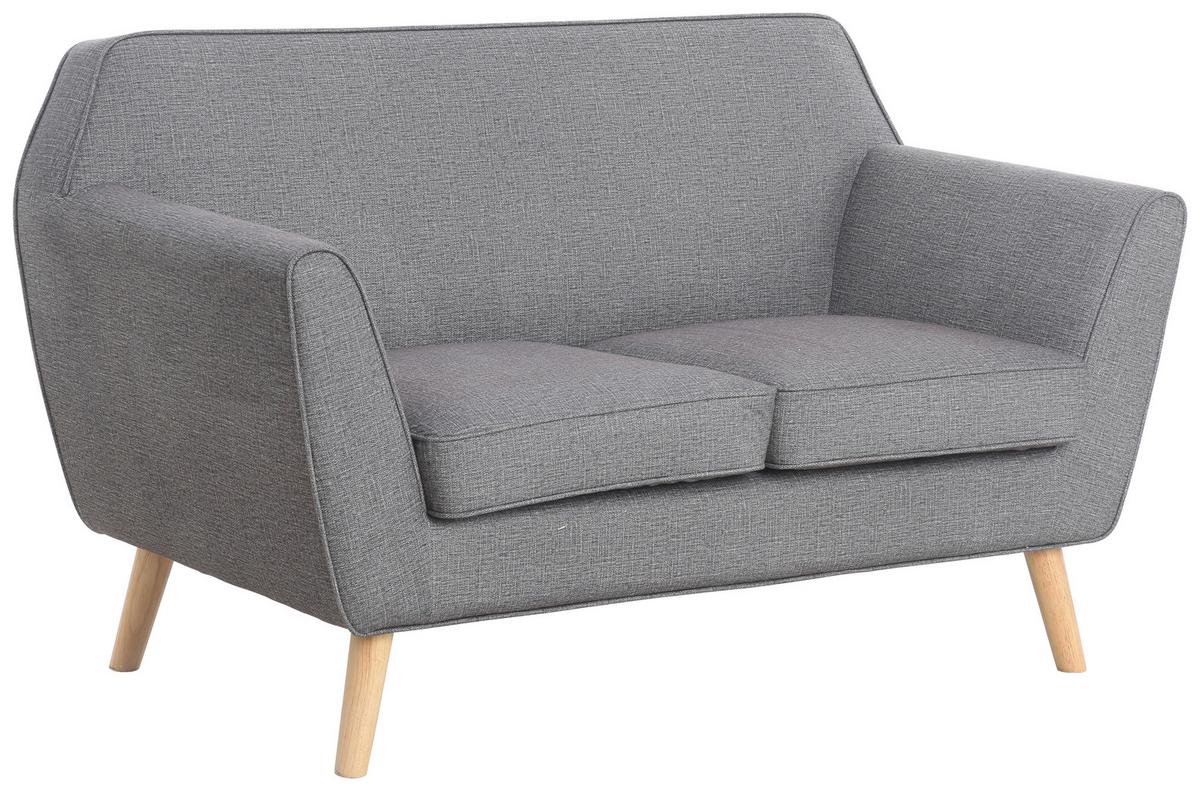2-Sitzer-Sofa Lara Dunkelgrau Leinenoptik - Dunkelgrau/Naturfarben, KONVENTIONELL, Holz/Textil (138/83/79cm) - P & B