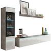Obývaccí stěna VERA beton/bílá VL - šedá/vysoce lesklá bílá, Lifestyle, kompozitní dřevo/plast (210/130/33cm) - P & B