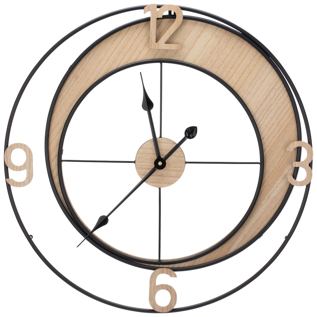 Wanduhr Ida - Schwarz/Braun, KONVENTIONELL, Holz/Holzwerkstoff (60/3cm) - Luca Bessoni