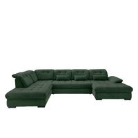 Wohnlandschaft Mit Bettkasten Rigatti Dunkelgrün B: 387 Cm - Dunkelgrün/Schwarz, MODERN, Textil (252/387/184cm) - Livetastic