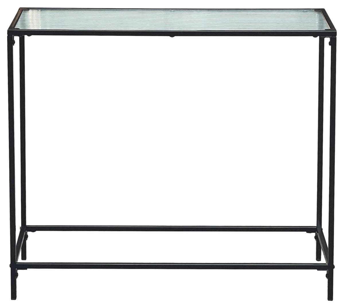 Konzolový stolek SHINE -EXKLUSIV- - černá/průhledné, Moderní, kov/sklo (80/70/30cm)