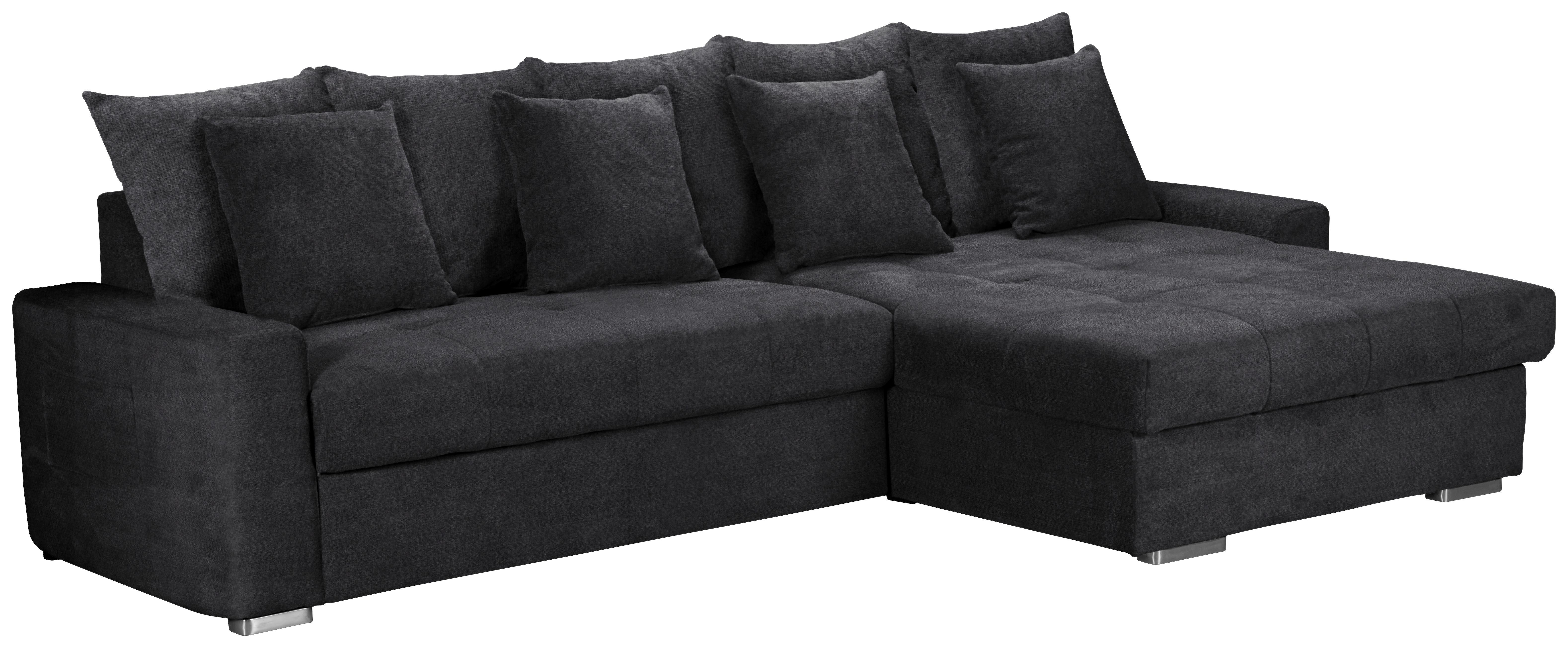 Ecksofa mit Schlaffunktion Salvador + Bettkasten Schwarz - Wengefarben/Silberfarben, MODERN, Holz/Textil (293/164cm) - MID.YOU