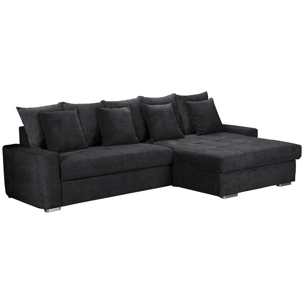 Ecksofa mit Schlaffunktion Salvador + Bettkasten Schwarz