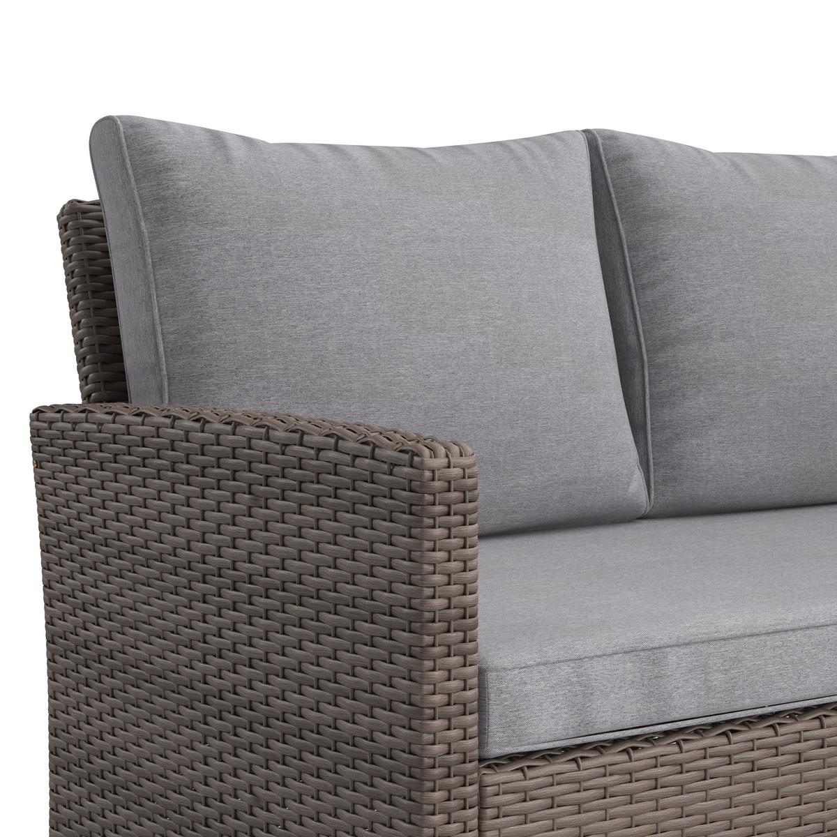 Loungegarnitur 5-Tlg. Porto aus Kunststoff mit Kissen - Grau, MODERN, Kunststoff/Textil (232/175cm) - Beldano