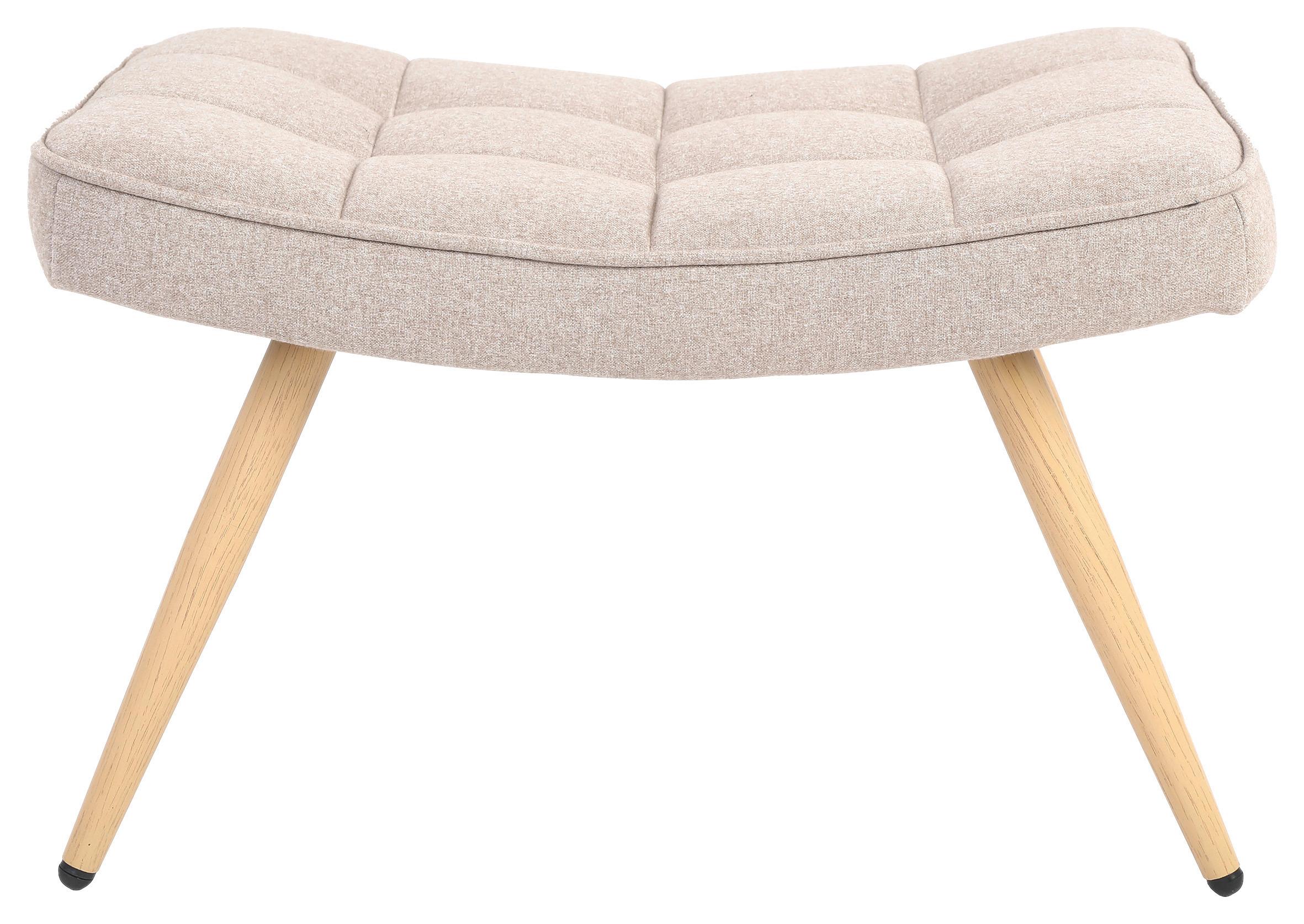 Hocker Uta Webstoff/Metall Beige Sitz Gepolstert H: 39 cm - Eichefarben/Beige, MODERN, Holzwerkstoff/Textil (60/39/41cm) - MID.YOU