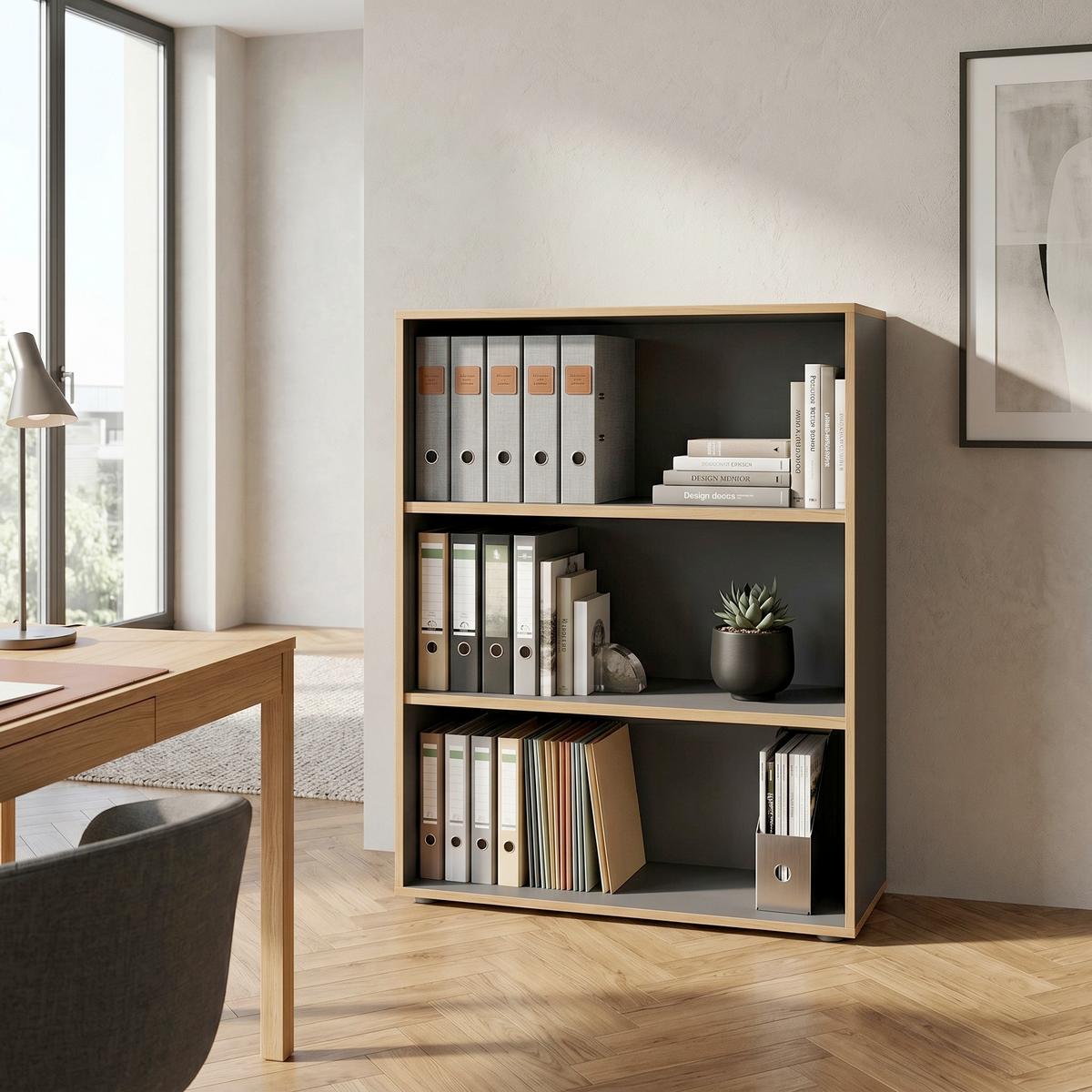 REGÁL NA ŠANÓNY SALIA B100 - čierna/dub medový, Design, kompozitné drevo/plast (100/110/33cm) - P & B