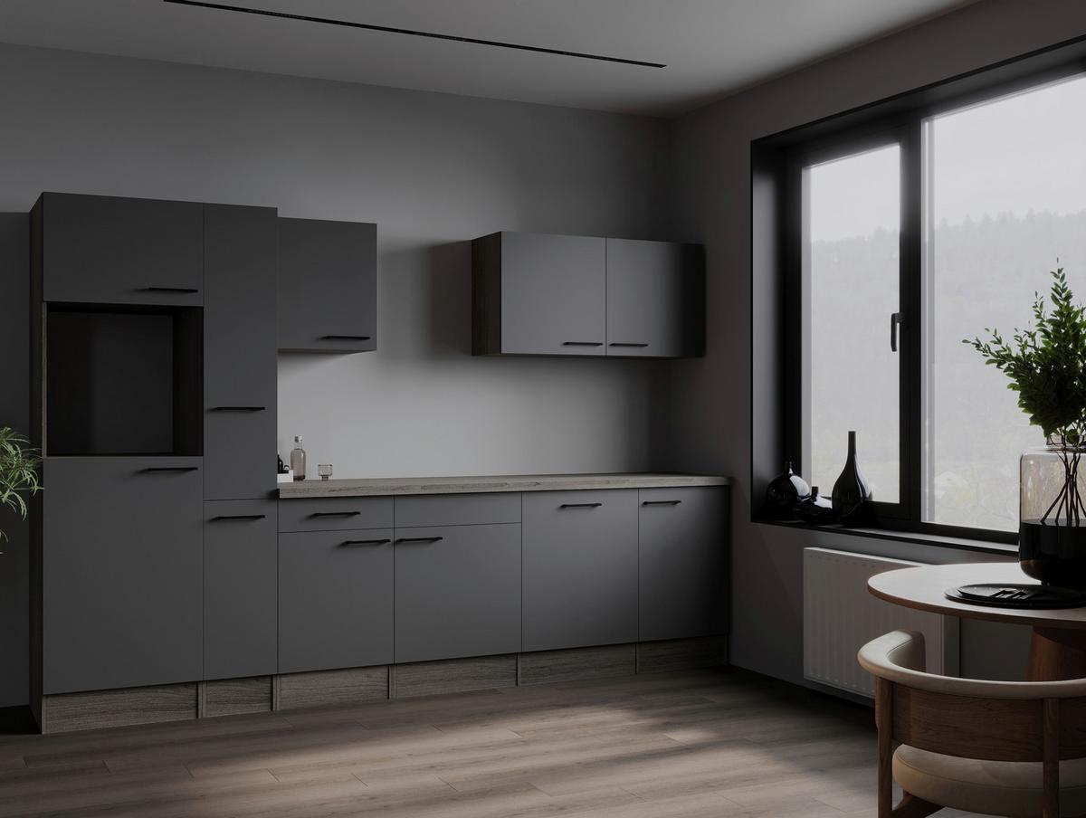 Küchenleerblock Oliver Grau, Eiche Dekor B: 310 Cm - Eichefarben/Grau, Design, Holzwerkstoff (310cm) - Respekta