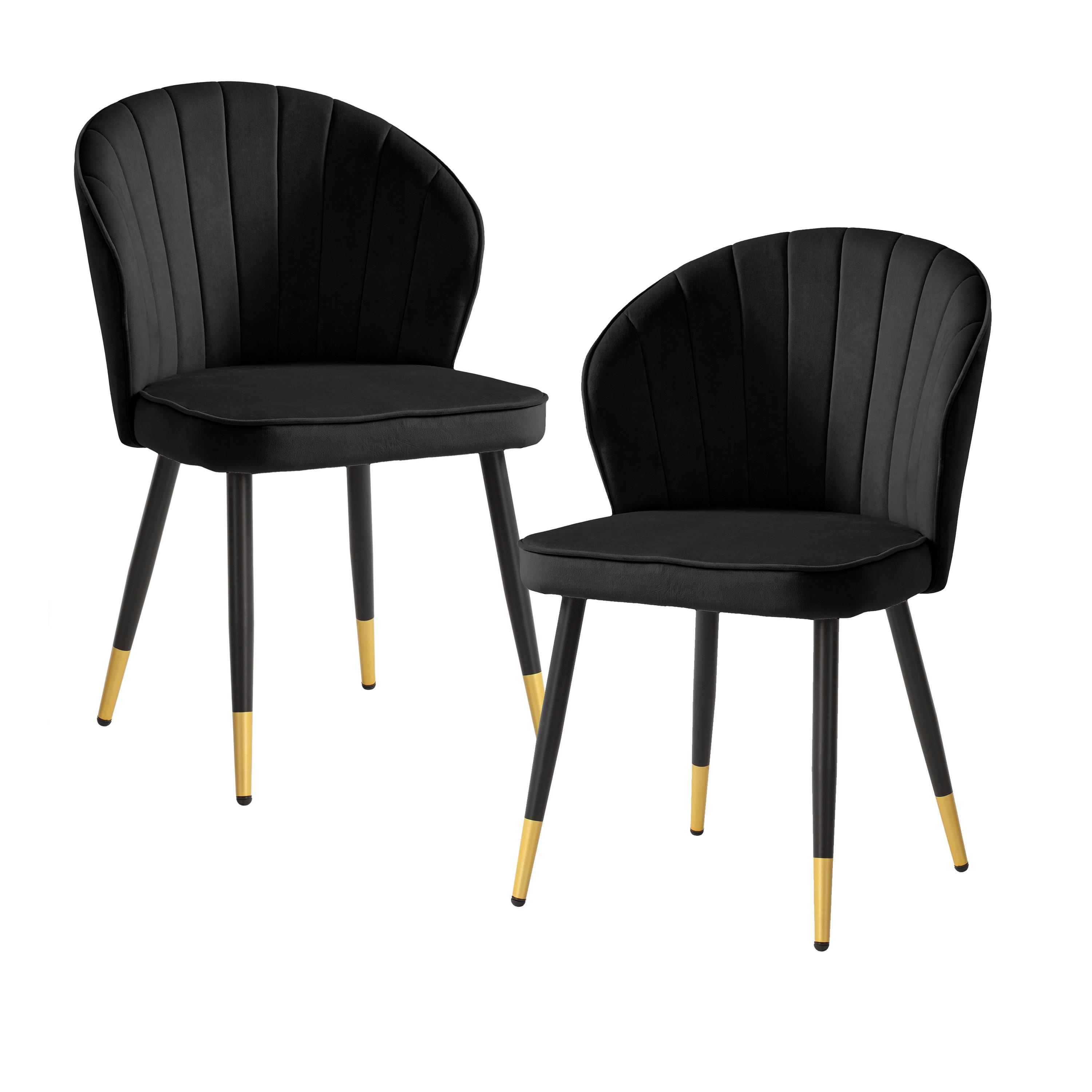 Stuhl-Set Schwarz B: 55 cm - Goldfarben/Schwarz, Design, Textil/Metall (55/83/53cm) - MID.YOU