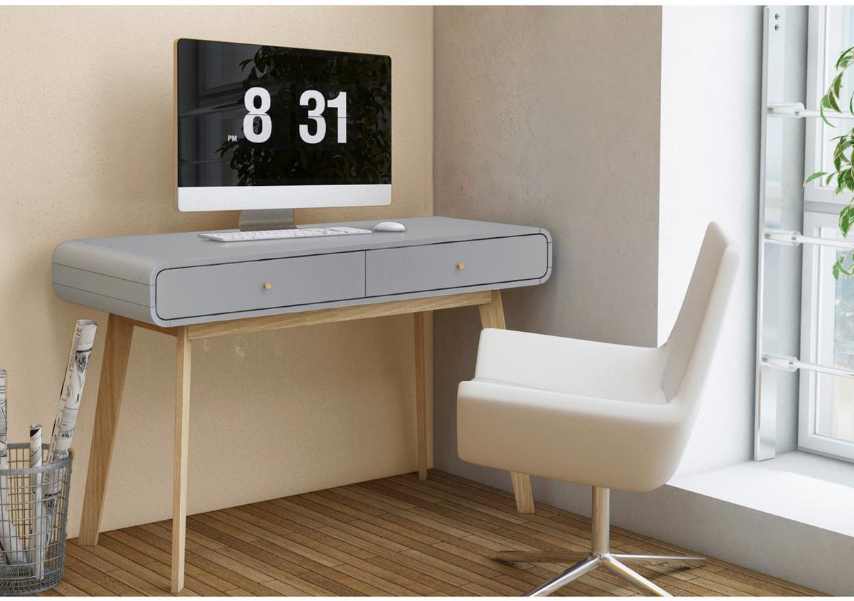 Schreibtisch Cassie Grau/Eichefarben L: 120cm - Eichefarben/Grau, Design, Holzwerkstoff (120/79/50cm) - MID.YOU