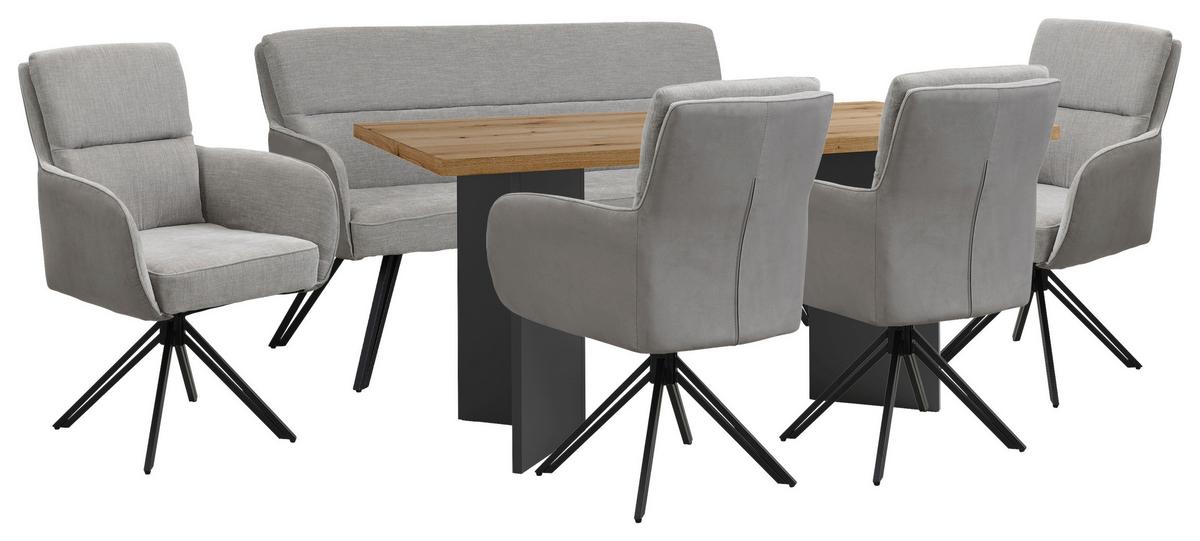 Sitzbank Tino - Hellgrau/Schwarz, MODERN, Textil/Metall (160/94/67cm) - MID.YOU