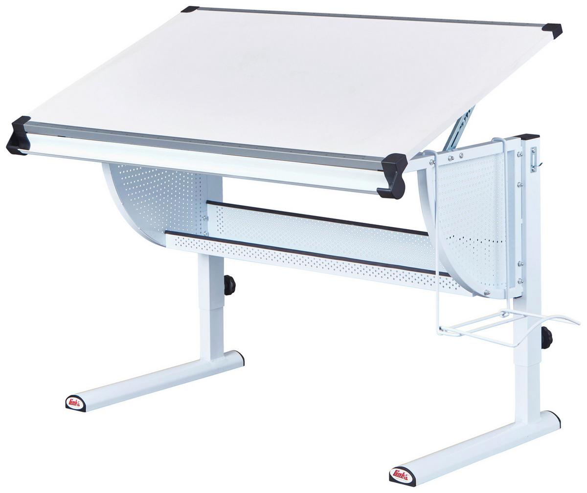 Jugendschreibtisch Neigbar B: 118 Cm H: 63 Cm Matts, Weiß - Pink/Weiß, MODERN, Holzwerkstoff/Metall (118/73/63cm) - MID.YOU