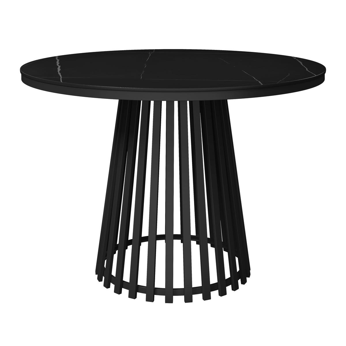 Jedálenský stôl Pela, P: 110 cm - čierna, Modern, kov/kompozitné drevo (110/110/75cm) - Bessagi Home