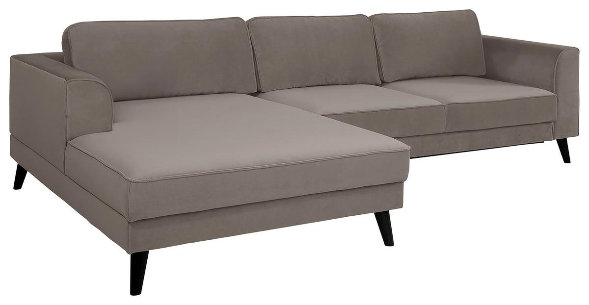 Ecksofa Lumber Jack Taupe Velours 167x308cm - Taupe/Wengefarben, MODERN, Textil (167/308cm) - Trendmanufaktur