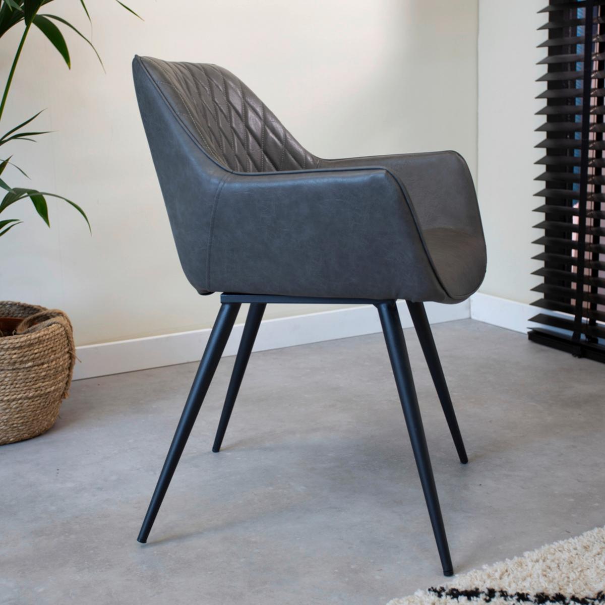 Stuhl-Set Cose - Anthrazit/Schwarz, KONVENTIONELL, Textil/Metall (62/83/60cm) - MID.YOU