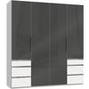 Drehtürenschrank 200cm Level, Grau/weiß - Weiß/Grau, MODERN, Glas/Holzwerkstoff (200/216/58cm) - MID.YOU