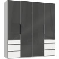 Drehtürenschrank 200cm Level, Grau/weiß - Weiß/Grau, MODERN, Glas/Holzwerkstoff (200/216/58cm) - MID.YOU