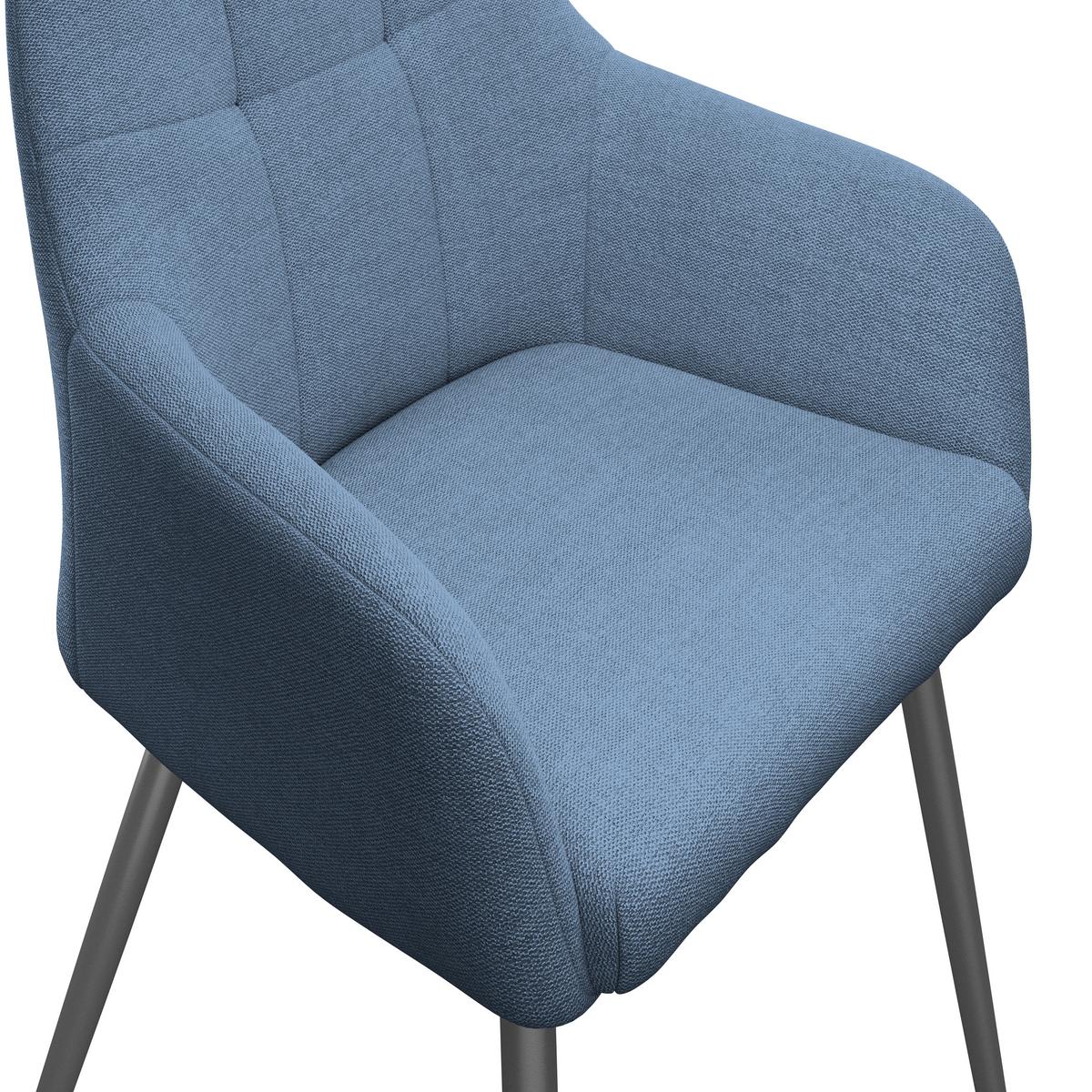 Armlehnstuhl Joe Ii Leinenoptik Blau - Blau/Schwarz, KONVENTIONELL, Textil/Metall (58/86/61cm)