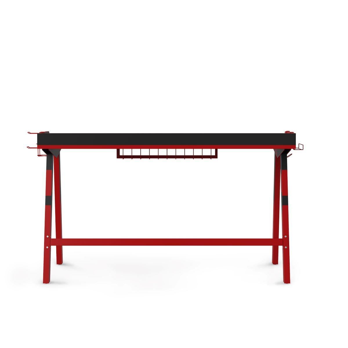 Gamingtisch Fuego Rot Schwarz L: 137 Cm - Rot/Schwarz, Design, Holzwerkstoff/Metall (137/81/65cm) - MID.YOU