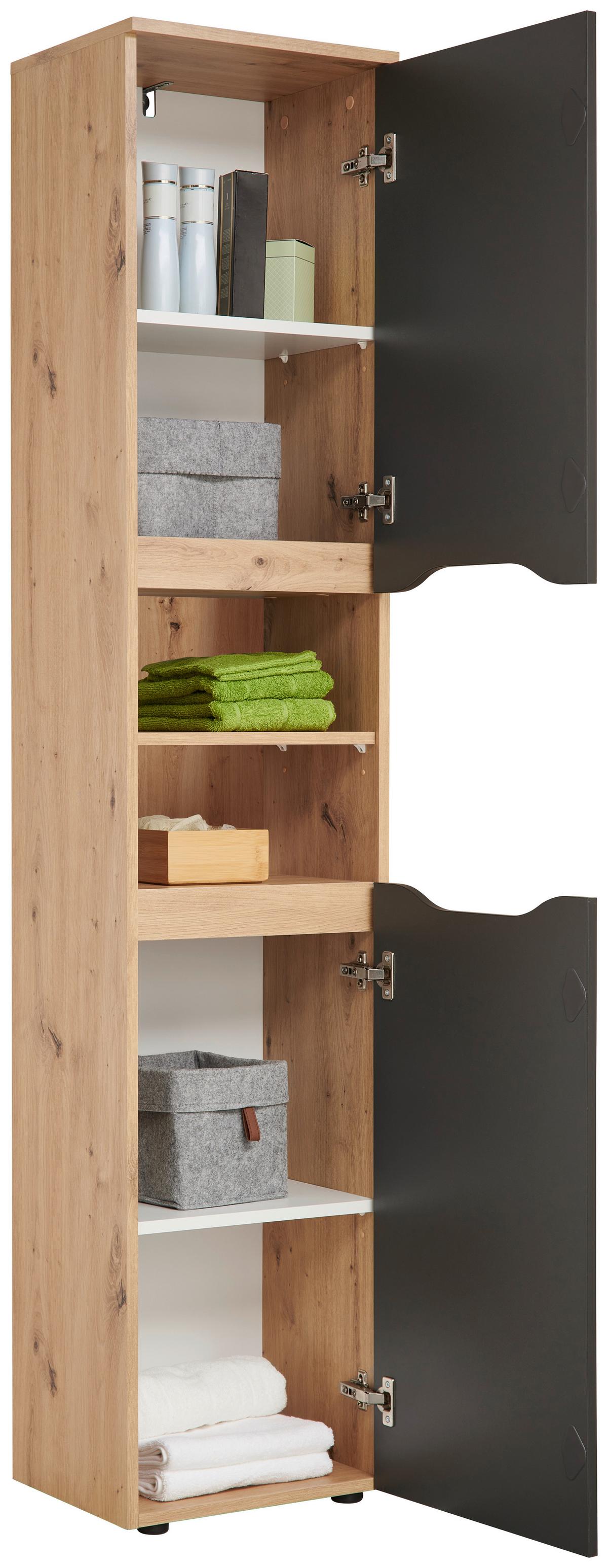 Hochschrank Mit Türdämpfung Giga B: 40 Cm, Eiche/anthrazit - Anthrazit/Schwarz, MODERN, Holzwerkstoff (40/190/32cm)