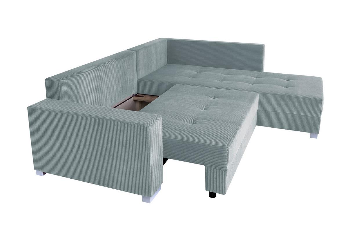 Ecksofa mit Schlaffunktion & Bettkasten Lars Mintgrün - Chromfarben/Schwarz, Design, Holzwerkstoff/Textil (260/218cm) - P & B
