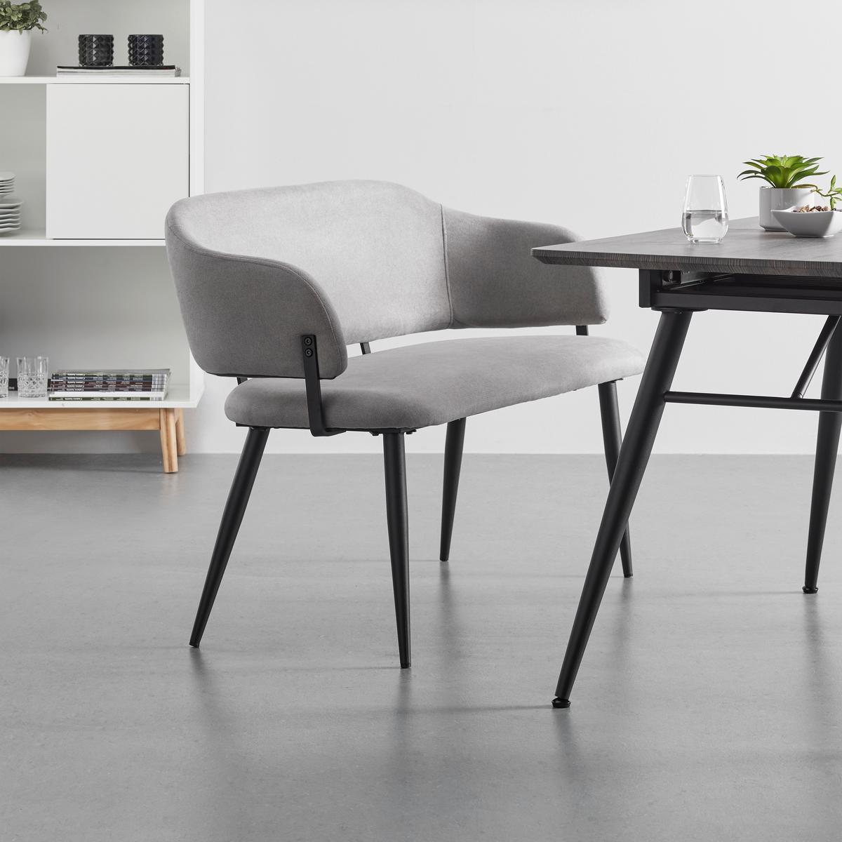 Lavice NINO svěle šedá - šedá/černá, Moderní, kov/dřevo (120/80/58cm) - Bessagi Home