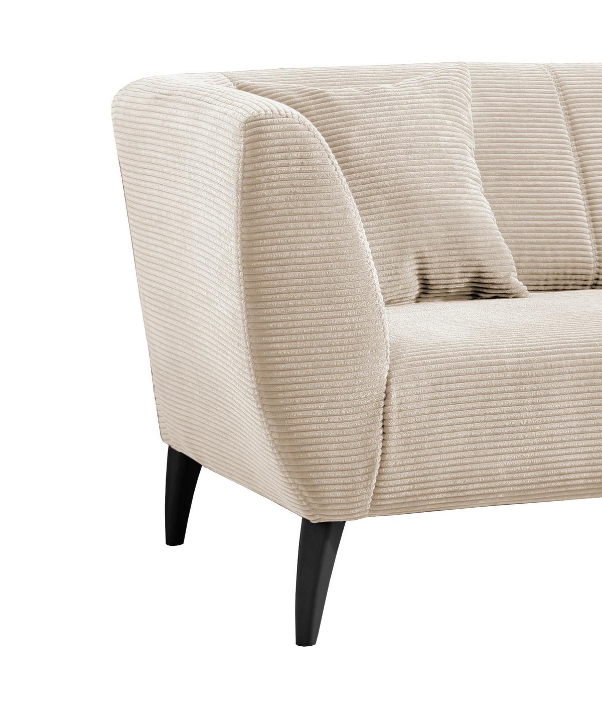 3-Sitzer-Sofa Colori Beige Rücken Echt - Beige/Schwarz, MODERN, Textil (208/83/88cm) - MID.YOU