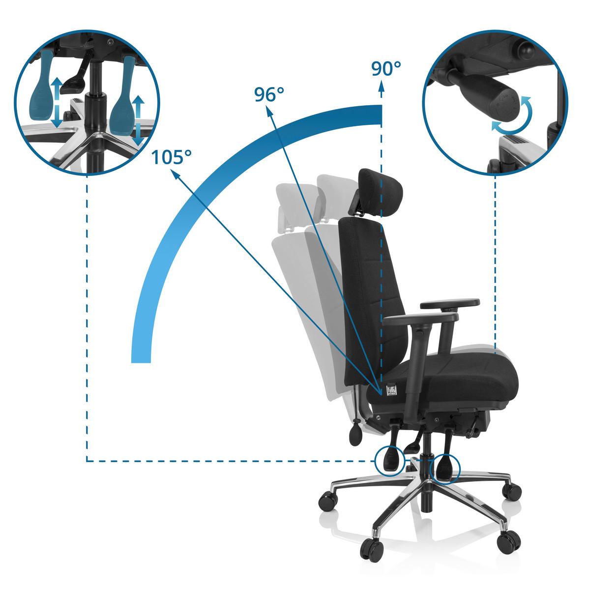 Bürostuhl Phoenix Pro Schwarz Bis 120 Kg - Silberfarben/Schwarz, Basics, Kunststoff/Textil (70/113/56cm) - MID.YOU
