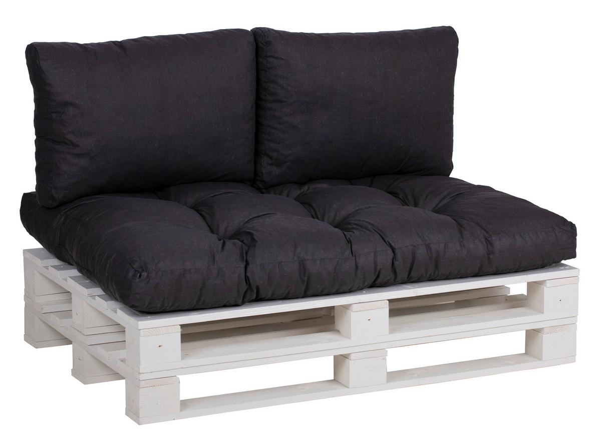 Palettenkissen 2-Tlg. Loungeset 120x80x16 cm Schwarz - Schwarz, Basics, Textil (120/80/16cm)