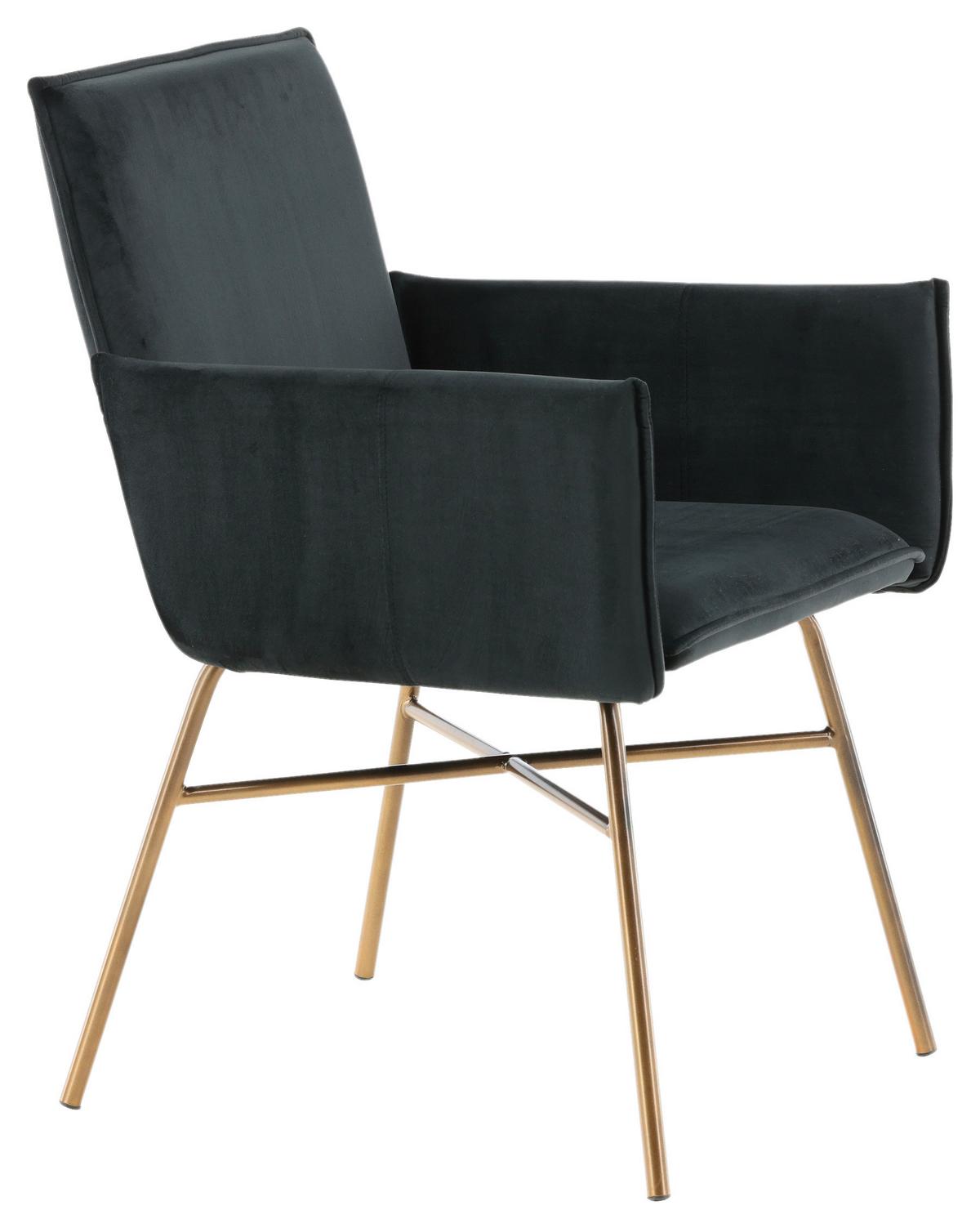 Stuhl Petra - Messingfarben/Schwarz, Design, Textil/Metall (57/87/60cm) - Livetastic
