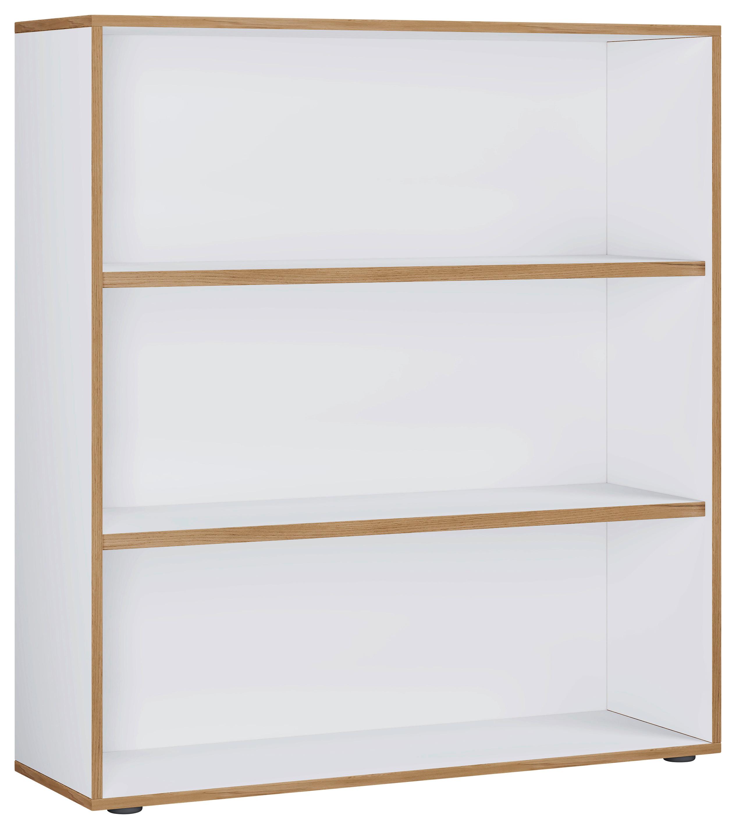 Regal Salia Weiß, Honigeiche B: 100 cm - Honigeiche/Schwarz, Design, Holzwerkstoff (100/110/33cm) - P & B