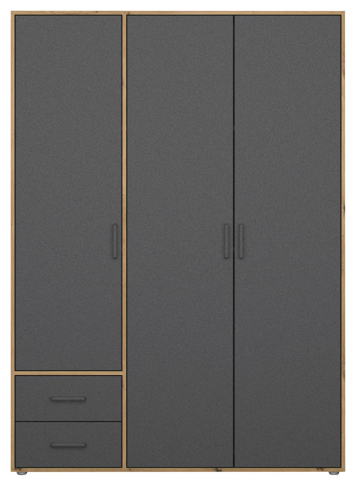 Drehtürenschrank Mit Schubladen 140 cm Voyager - Eiche Artisan/Grau, MODERN, Holzwerkstoff (140/194/53cm) - Rauch Möbel