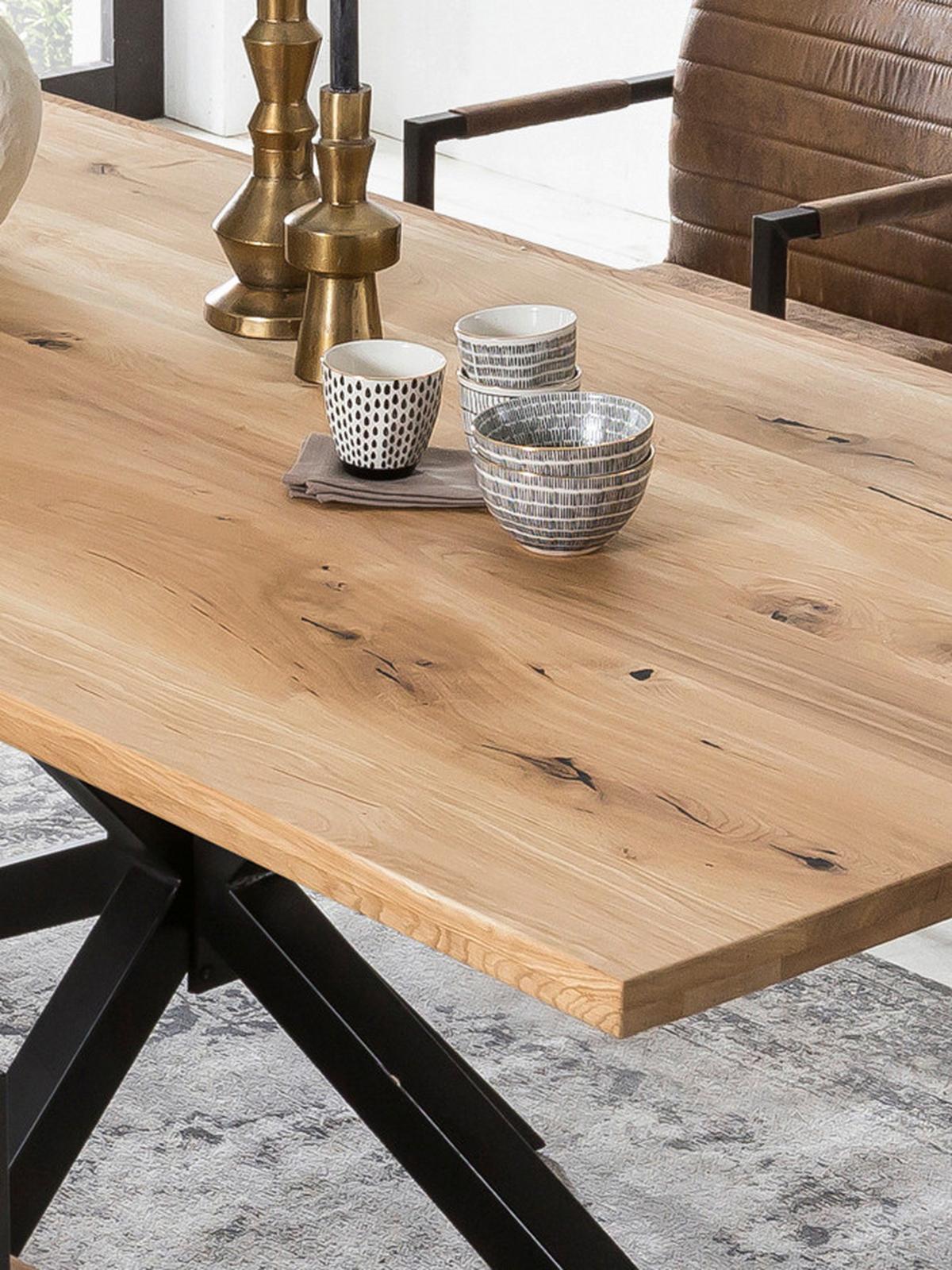 ESSTISCH Schwarz/Naturfarben L: 240cm - Schwarz/Naturfarben, MODERN, Holz/Metall (240/100/76cm) - MID.YOU