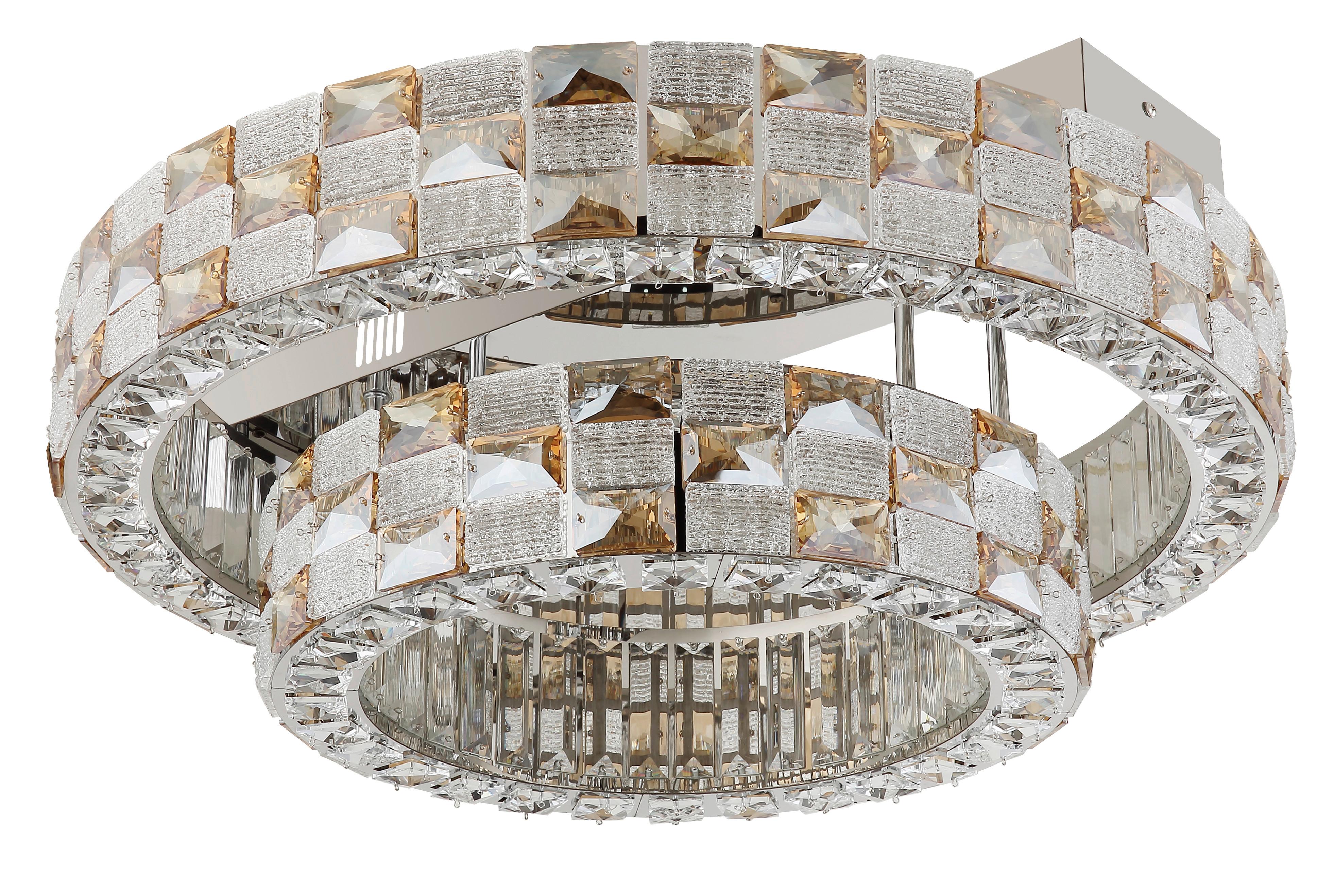 Deckenleuchte Lidia Kristallglas 61x24,5 cm - Klar/Chromfarben, Design, Glas/Metall (61/24,5cm) - Globo